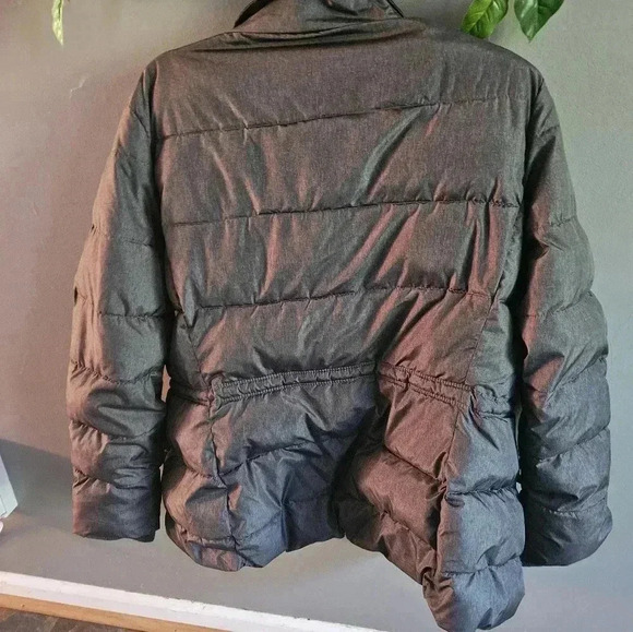 Gap Dark Gray Elastic Waist Puffer Coat Women (L) - Picture 2 of 5